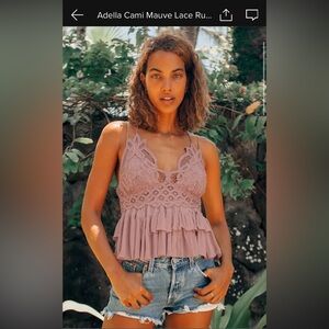 Free People Adella Small Elegant Lace Ruffle Top - Pink